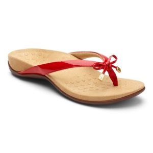 Vionic Bella Toe Post Sandal - Red Patent