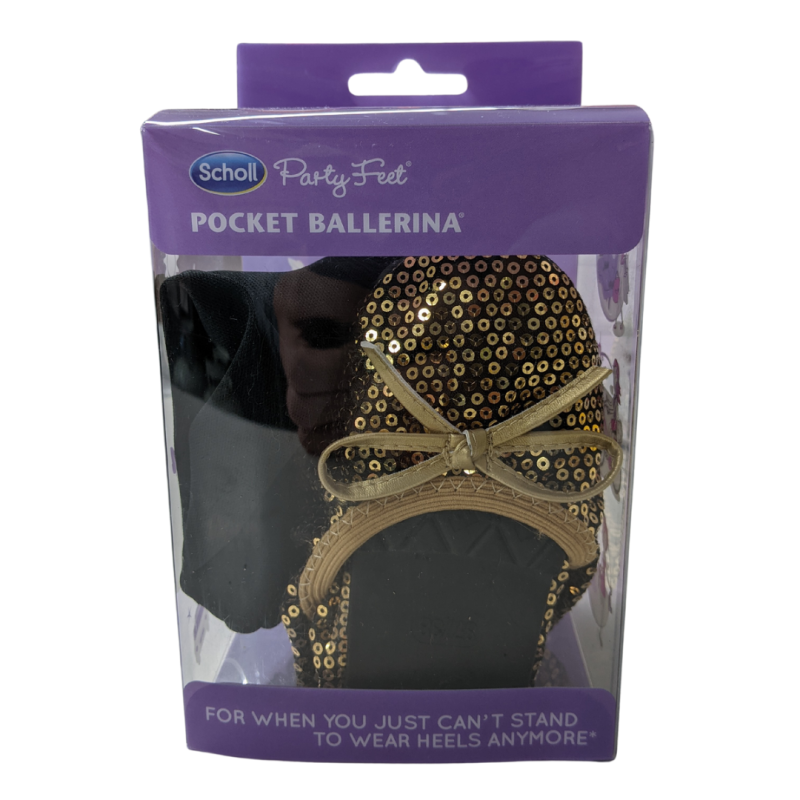 Scholl Party Feet: Pocket Ballerina - Gold Sequin