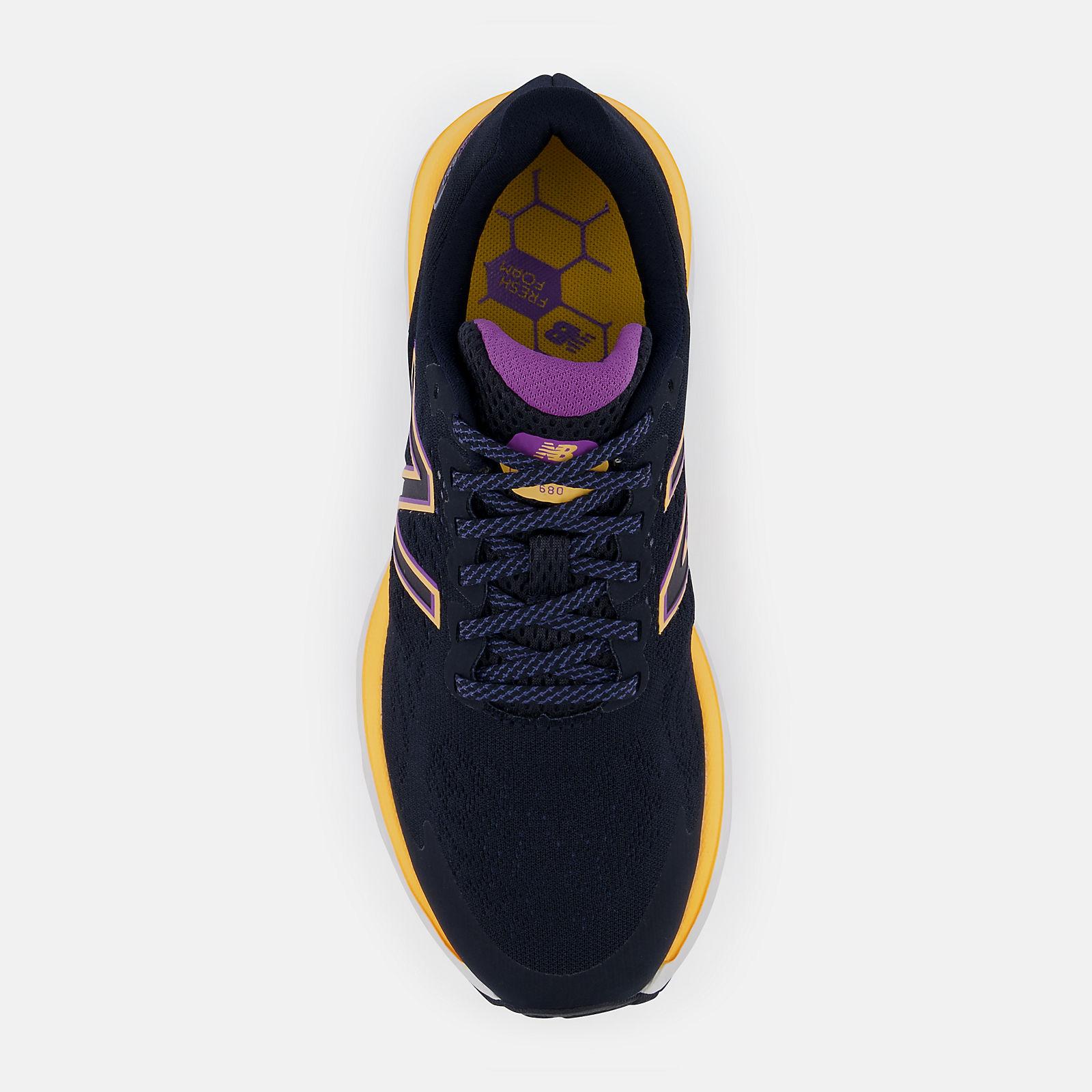 fresh foam 680v7 mystic purple vibrant apricot top view