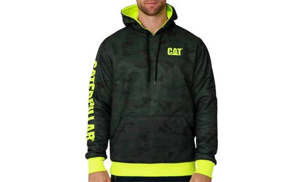 yellow cat reversed hoodie front view