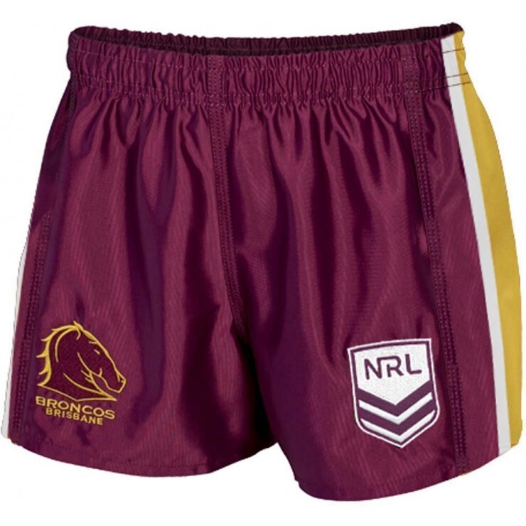 NRL Broncos Youth Supporter Shorts Front View