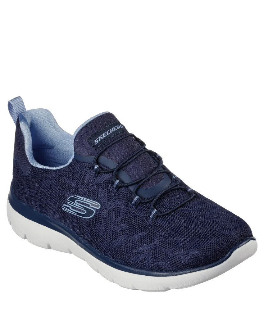 angled front view of the Summits - Good Taste shoe in navy