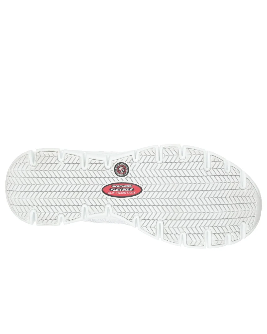 View of the Sure Track Erath White shoe sole, featuring a distinctive tread pattern for enhanced slip resistance