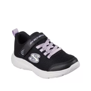 angled view of Skechers Kids Wavy Lites - Black