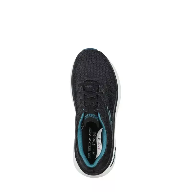 Top view of the Women's Max Cushioning Arch Fit in Black, displaying the comfortable insole and intricate lacing system
