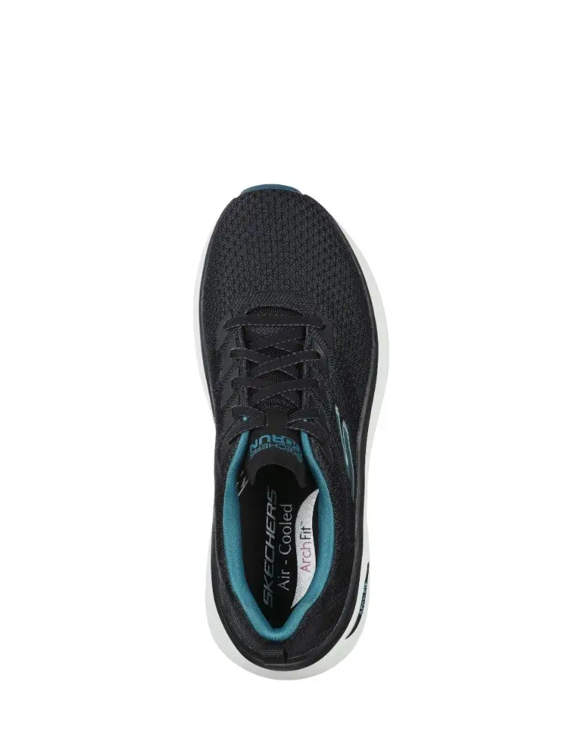 Top view of the Women's Max Cushioning Arch Fit in Black, displaying the comfortable insole and intricate lacing system