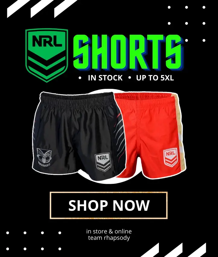 shop nrl shorts now at team rhapsody sizes up to 5xl