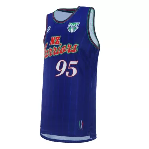 Left angled view of 2024 New Zealand Warriors men's royal basketball singlet