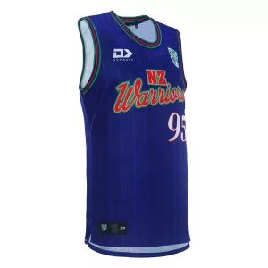 Right angled view of 2024 New Zealand Warriors men's royal basketball singlet