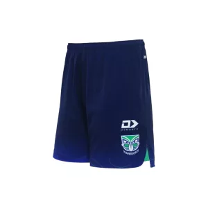 Left angled view of 2024 New Zealand Warriors men's navy gym shorts with zip pockets.