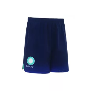 Right angled view of 2024 New Zealand Warriors men's navy gym shorts with zip pockets