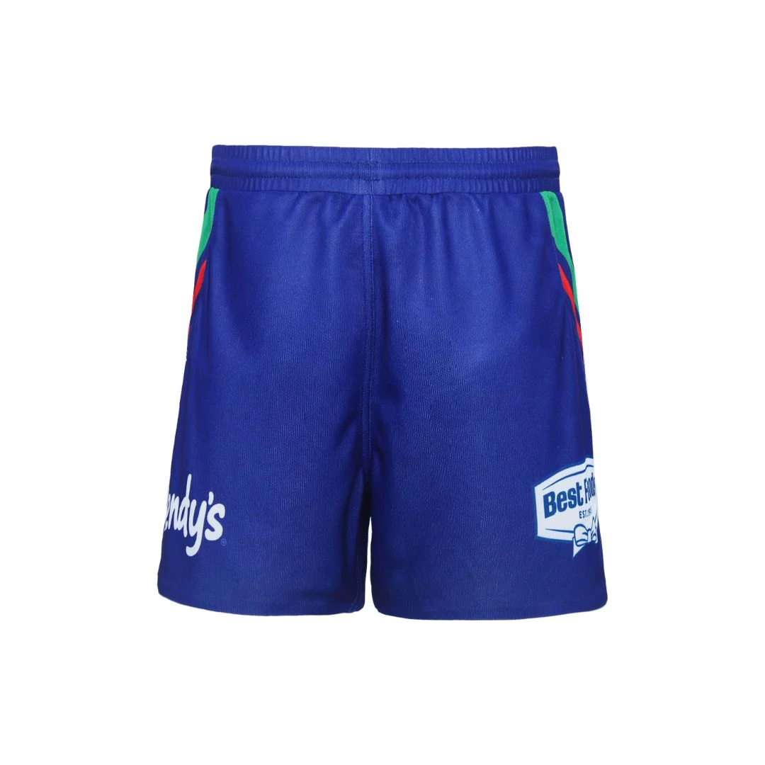 Rear view of 2024 New Zealand Warriors men's home short in blue.