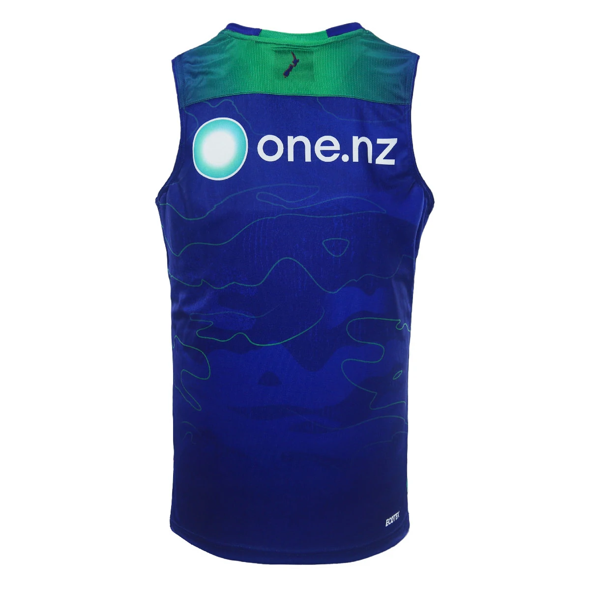 Back view of 2024 New Zealand Warriors men's royal training singlet