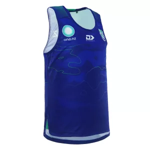 Right angled view of 2024 New Zealand Warriors men's royal training singlet