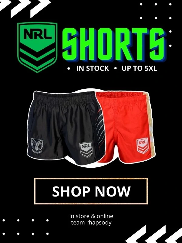 NRL Supporter Shorts Sizes up to 5XL shop now