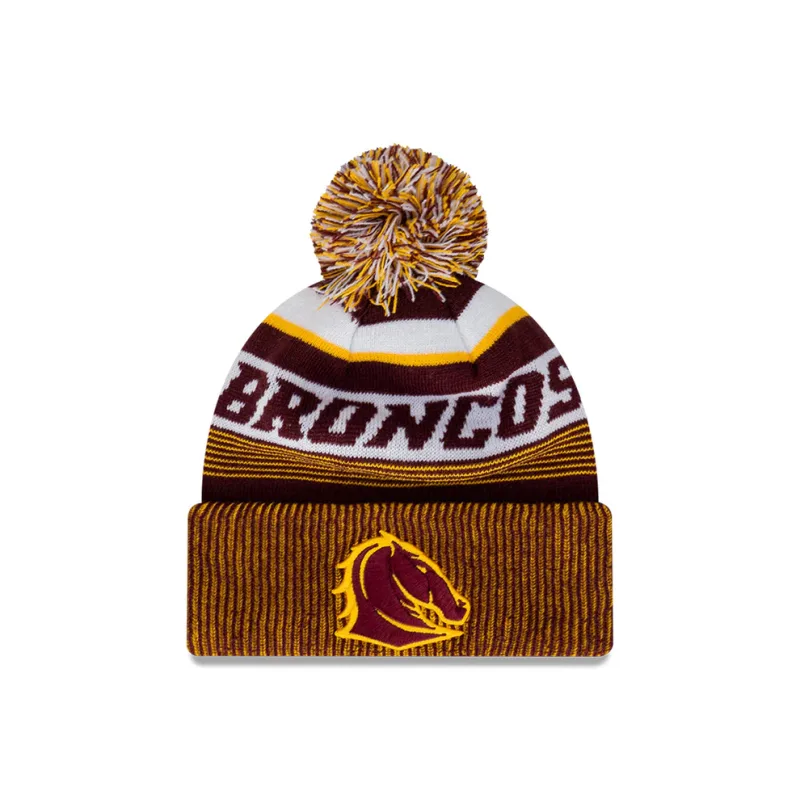NRL 2024 New Era Broncos Knitted Beanie Front
