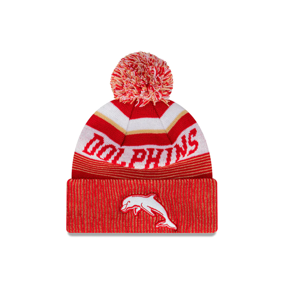 NRL 2024 New Era Dolphins Knitted Beanie Front
