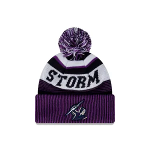 NRL 2024 New Era Storm Knitted Beanie Front