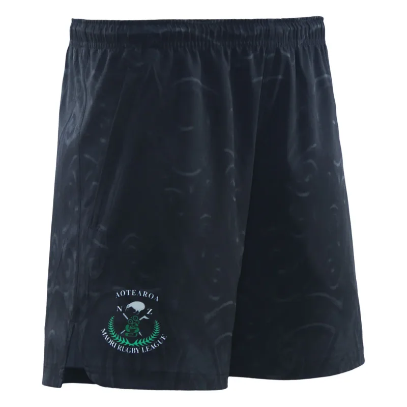 NZ Maori 2025 Training Shorts Charcoal Front Right View