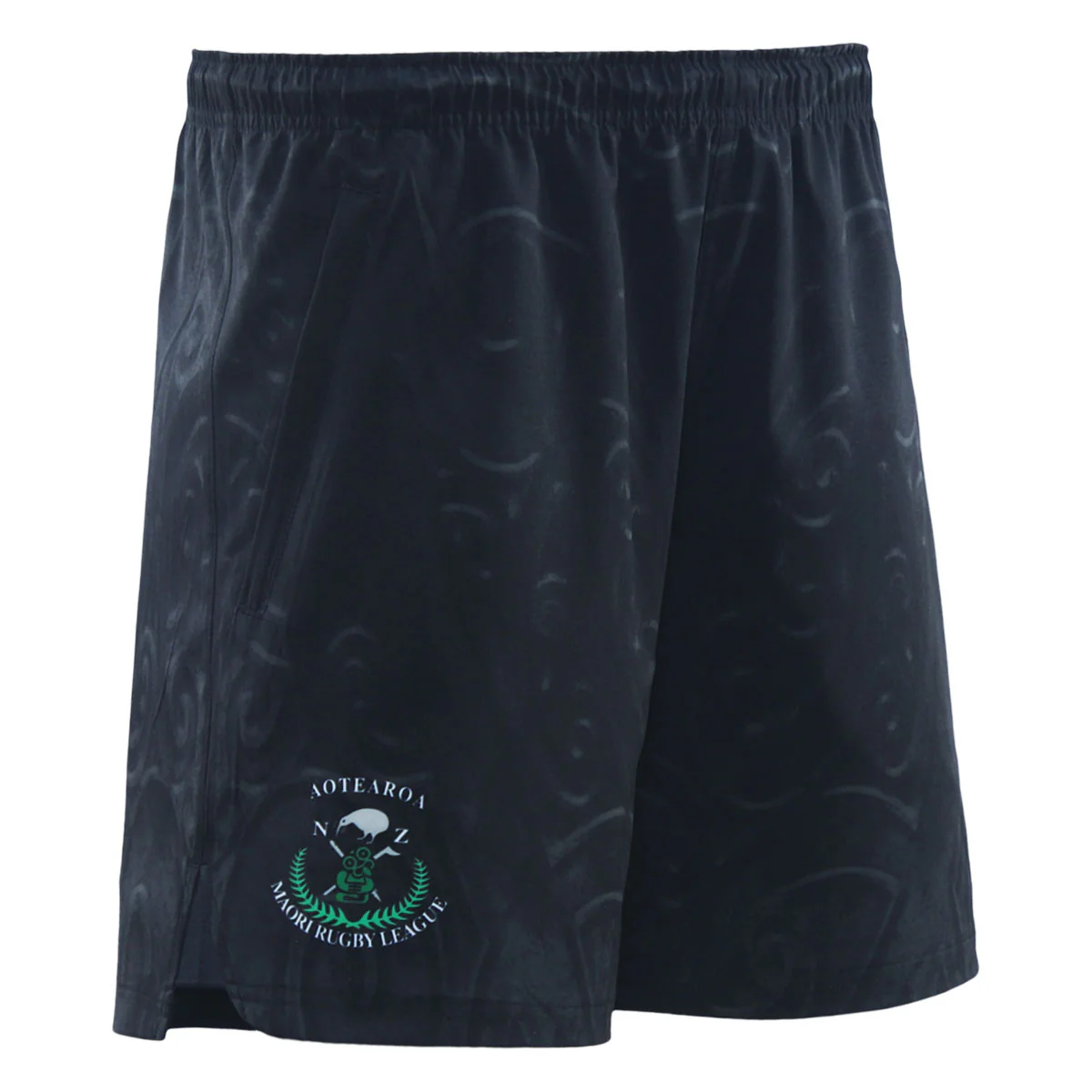 NZ Maori 2025 Training Shorts Charcoal Front Right View