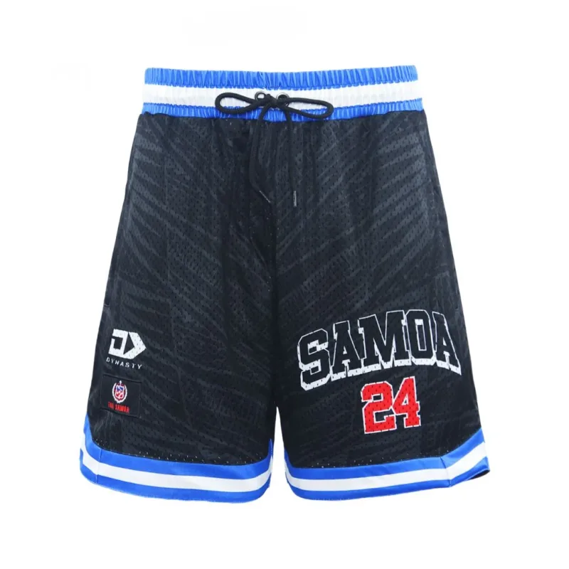 Samoa Rugby League Basketball Shorts Front View