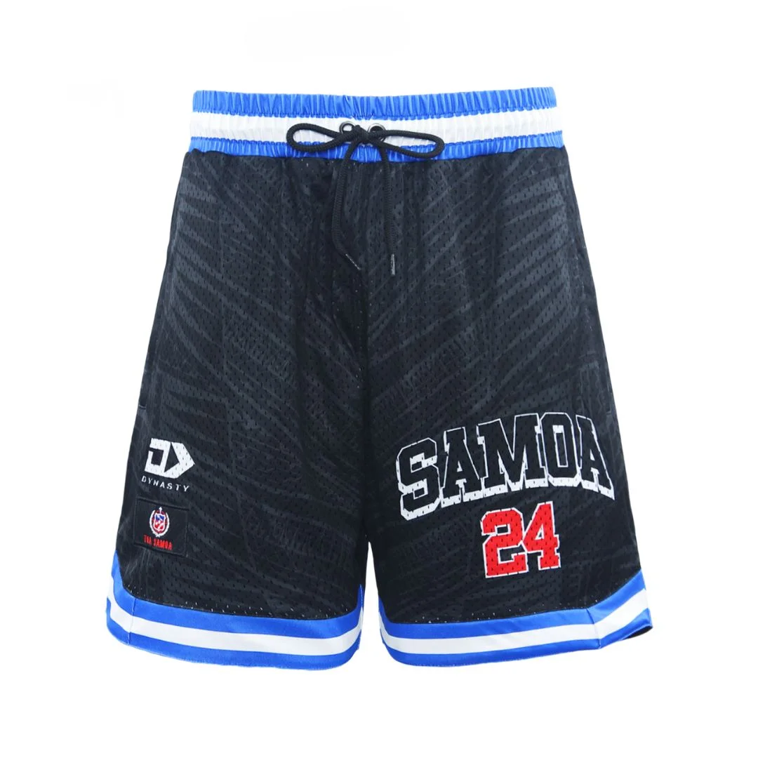 Samoa Rugby League Basketball Shorts Front View