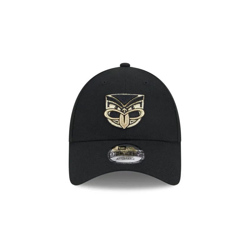 NRL Warriors 940 Snapback Cap Black/Gold front view