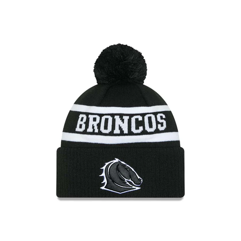 NRL Broncos Beanie Black/White front view