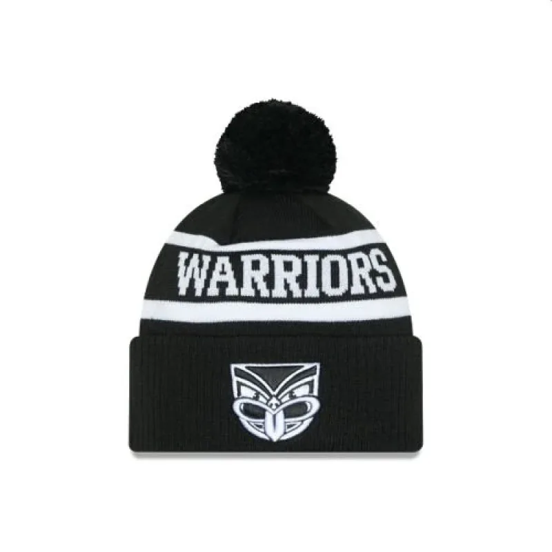 NRL Warriors Beanie Black/White front view