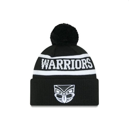 NRL Warriors Beanie Black/White front view