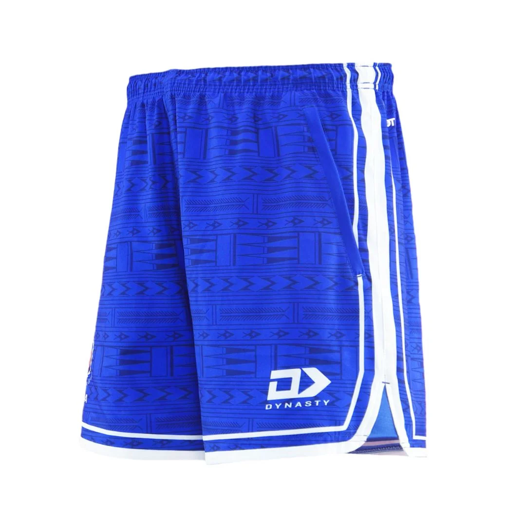 Samoa Rugby League Gym Shorts Blue Left side view