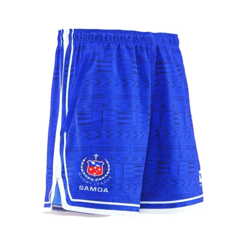 Samoa Rugby League Gym Shorts Blue Right side view
