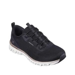 Womens Skechers Glide Step Align Black Rose Gold Front View