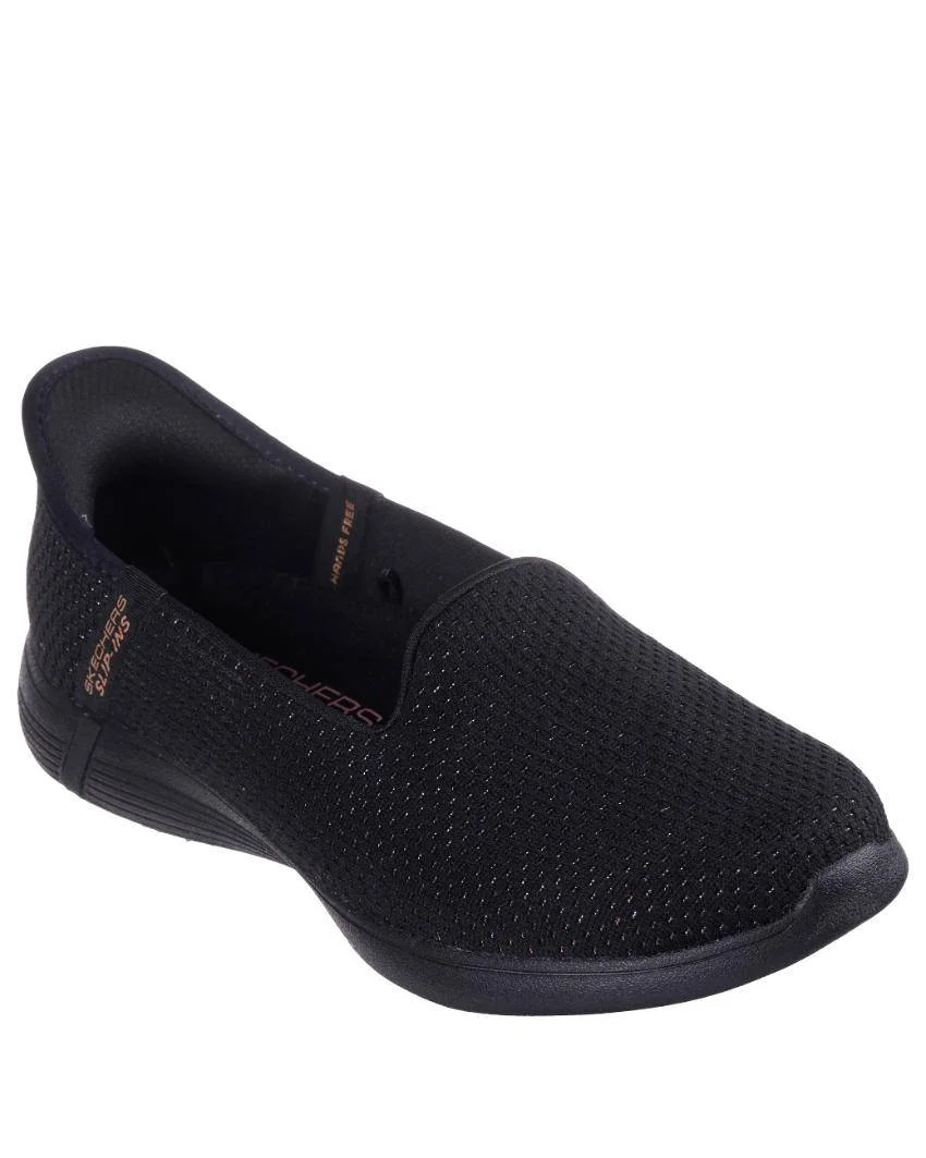 Womens Skechers OTG Luminary Black Rose Gold Front View