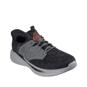 Mens Skechers Slade-Caster Black Grey Front View