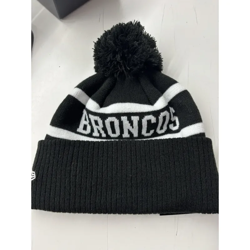 Broncos Beanie Black White Flat Back
