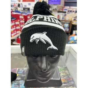 Dolphins Beanie Black White Front