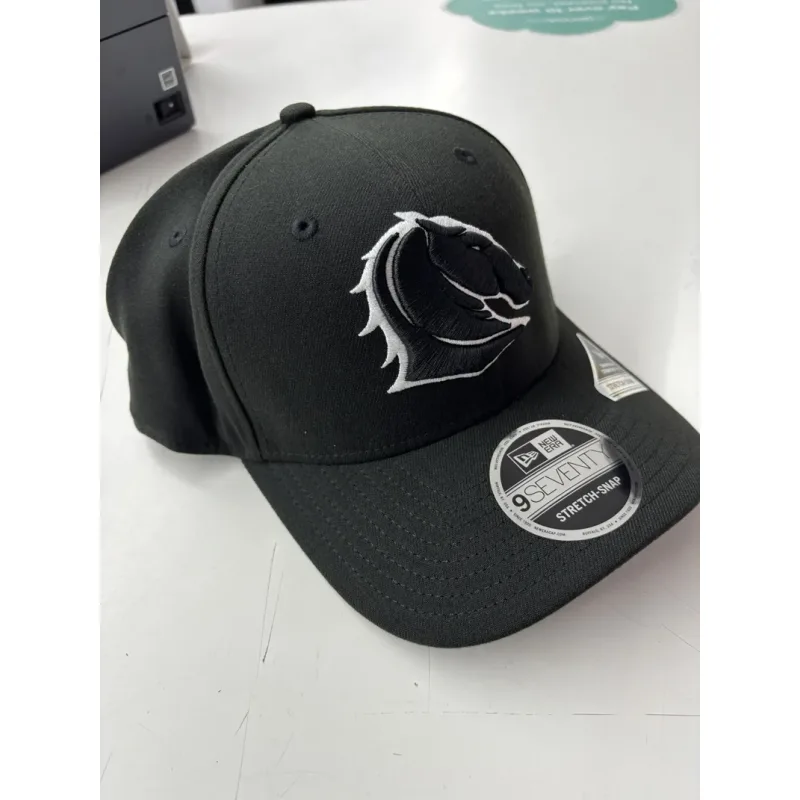 NRL Broncos 970SS Snapback Cap Black White Front Left View