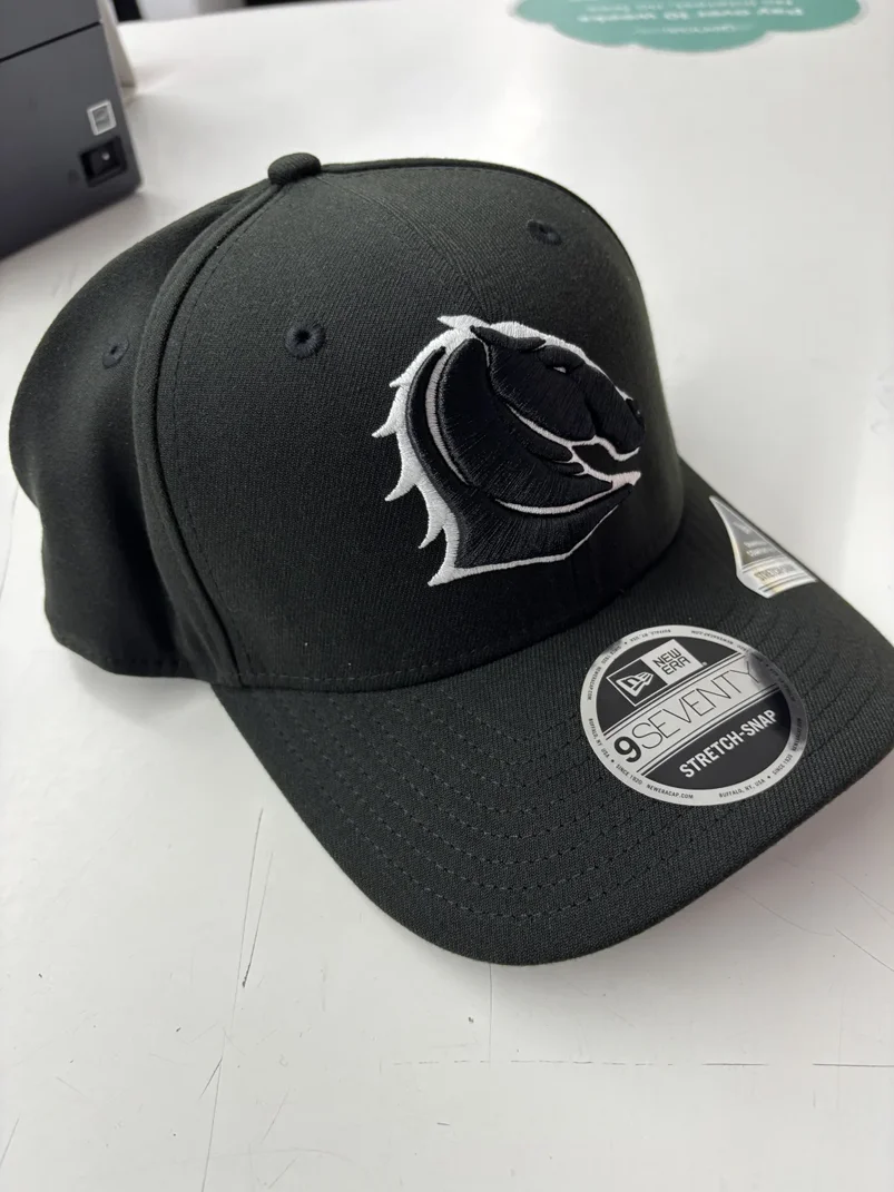 NRL Broncos 970SS Snapback Cap Black White Front Left View