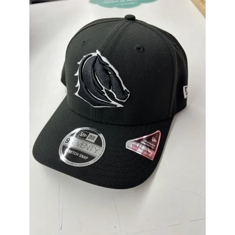 NRL Broncos 970SS Snapback Cap Black White Front Right View