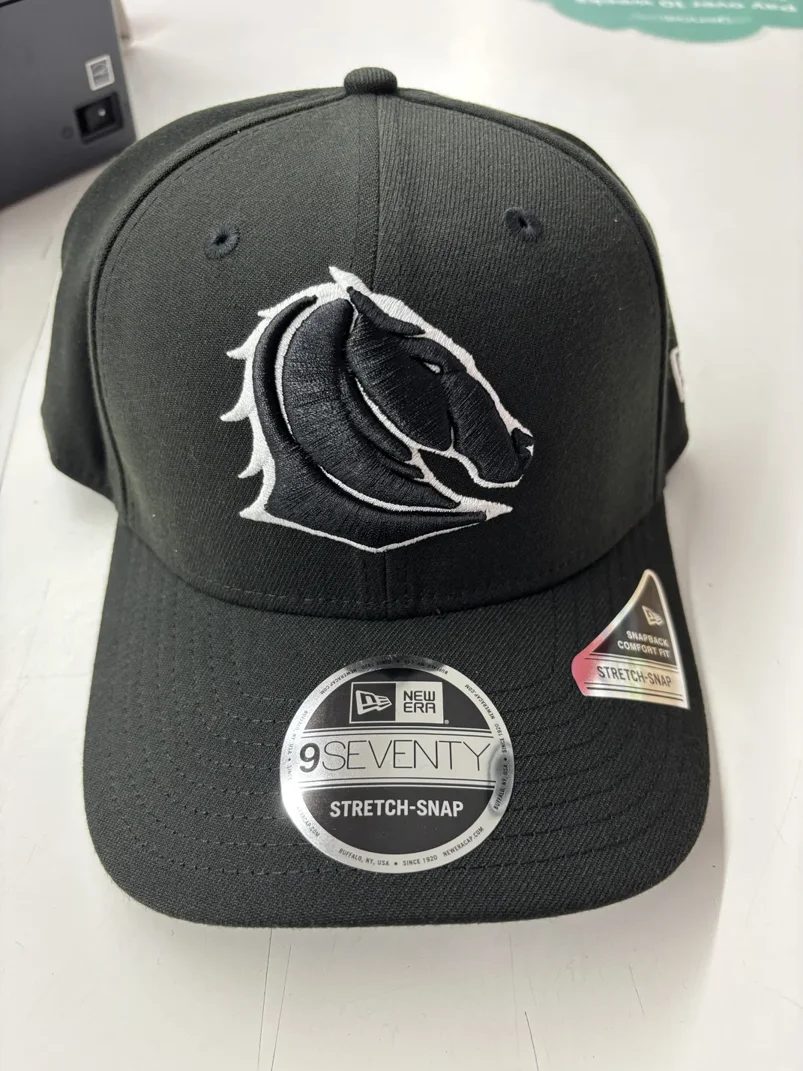 NRL Broncos 970SS Snapback Cap Black White Front View