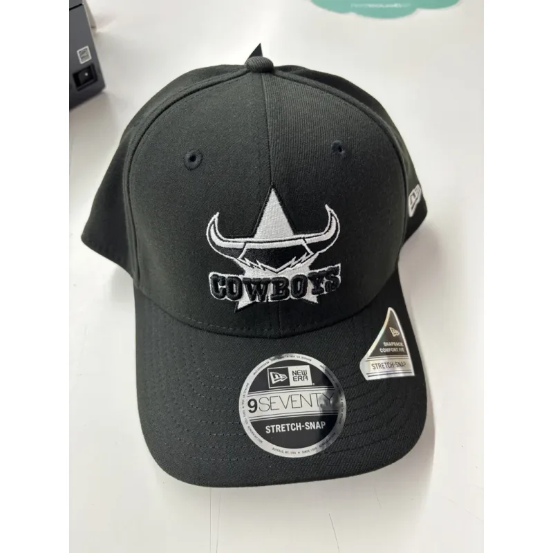 NRL Cowboys 970SS Snapback Cap Black White Front View