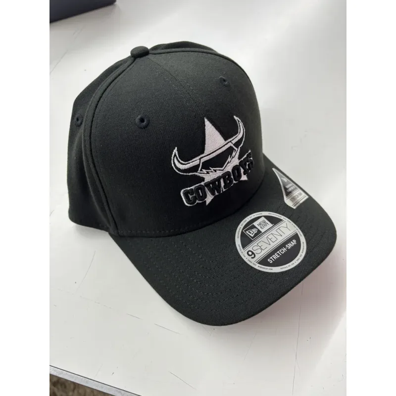 NRL Cowboys 970SS Snapback Cap Black White Front Left View