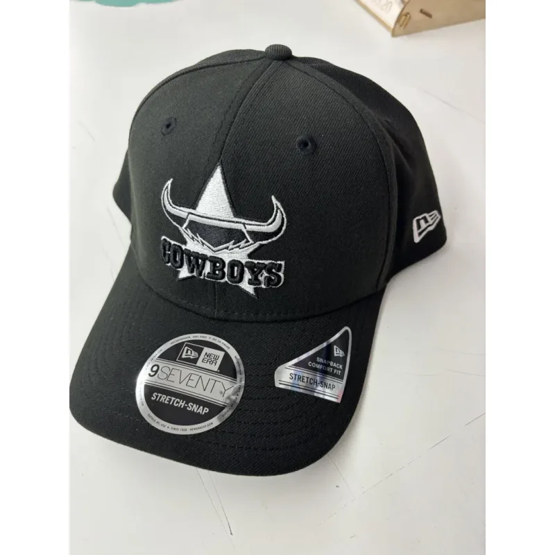 NRL Cowboys 970SS Snapback Cap Black White Front Right View