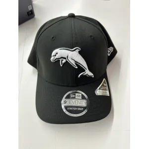 NRL Dolphins 970SS Snapback Cap Black White Front View