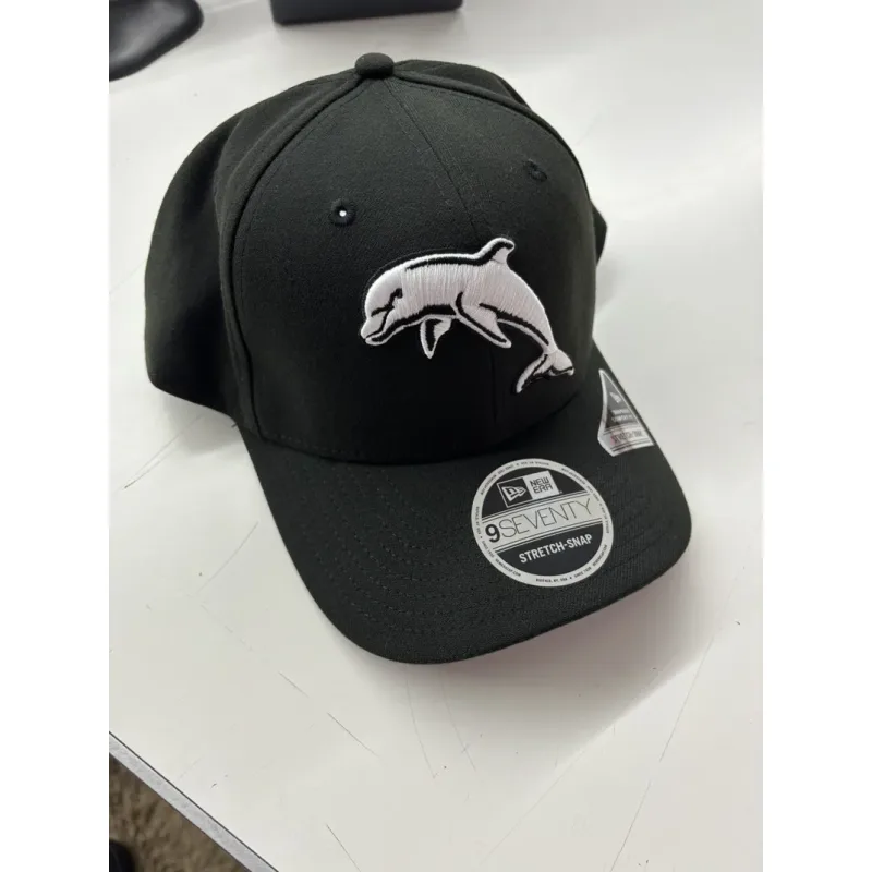 NRL Dolphins 970SS Snapback Cap Black White Front Left