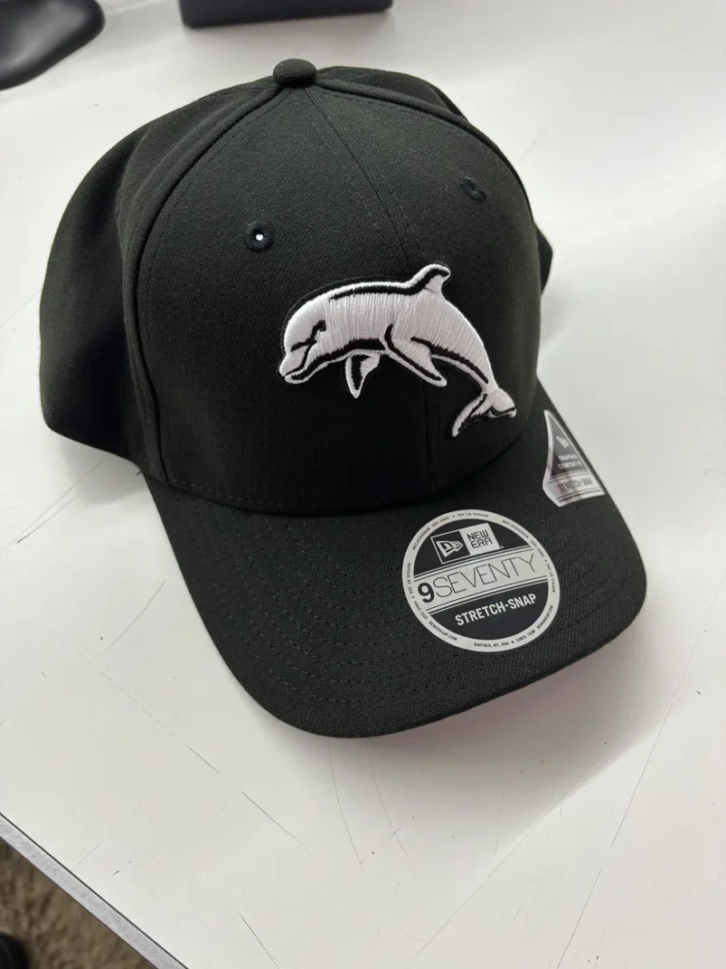 NRL Dolphins 970SS Snapback Cap Black White Front Left