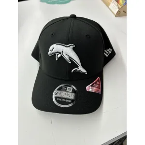 NRL Dolphins 970SS Snapback Cap Black White Front Right View