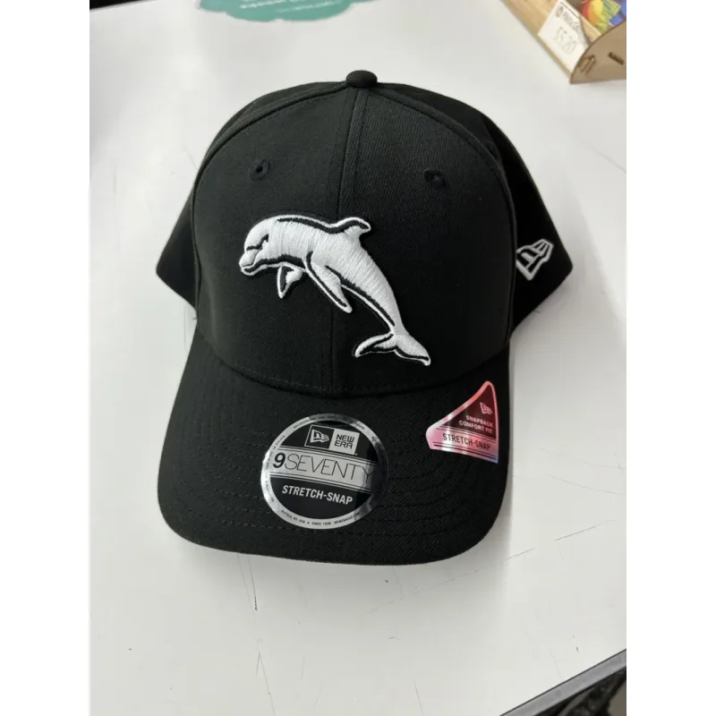 NRL Dolphins 970SS Snapback Cap Black White Front Right View