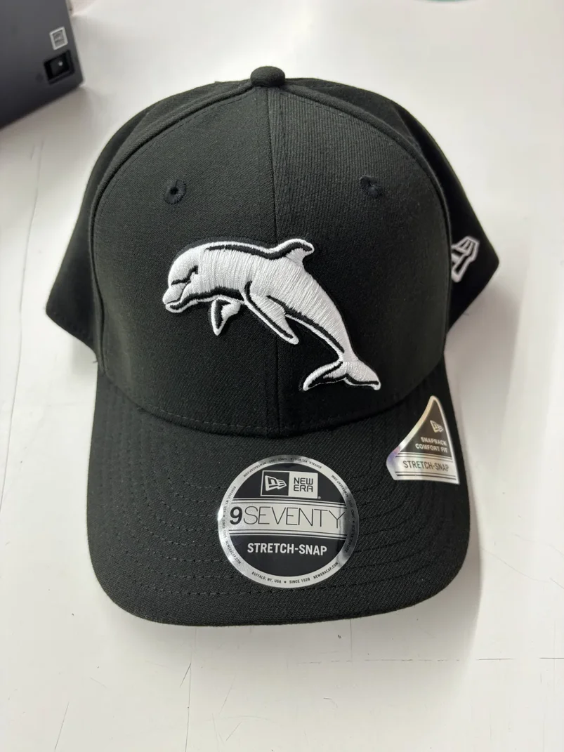 NRL Dolphins 970SS Snapback Cap Black White Front View
